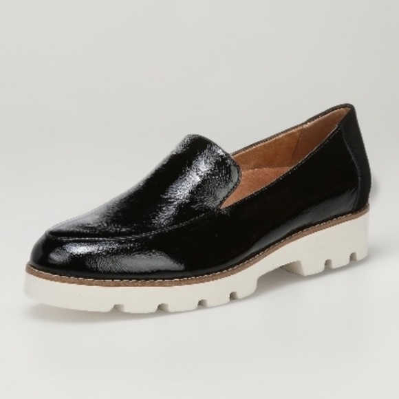 Vionic Kensley Black Slip On Patten Leather‎ Suede Lug Orthotic Loafers Size  7 - Picture 1 of 10